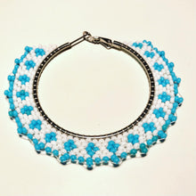 Load image into Gallery viewer, Fancy Turquoise Beaded Hoop Earrings
