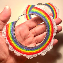 Load image into Gallery viewer, Big Cloudy Rainbow Hoop Earrings
