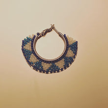 Load image into Gallery viewer, Blue Direction Beaded Hoop Earrings
