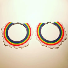 Load image into Gallery viewer, Big Cloudy Rainbow Hoop Earrings
