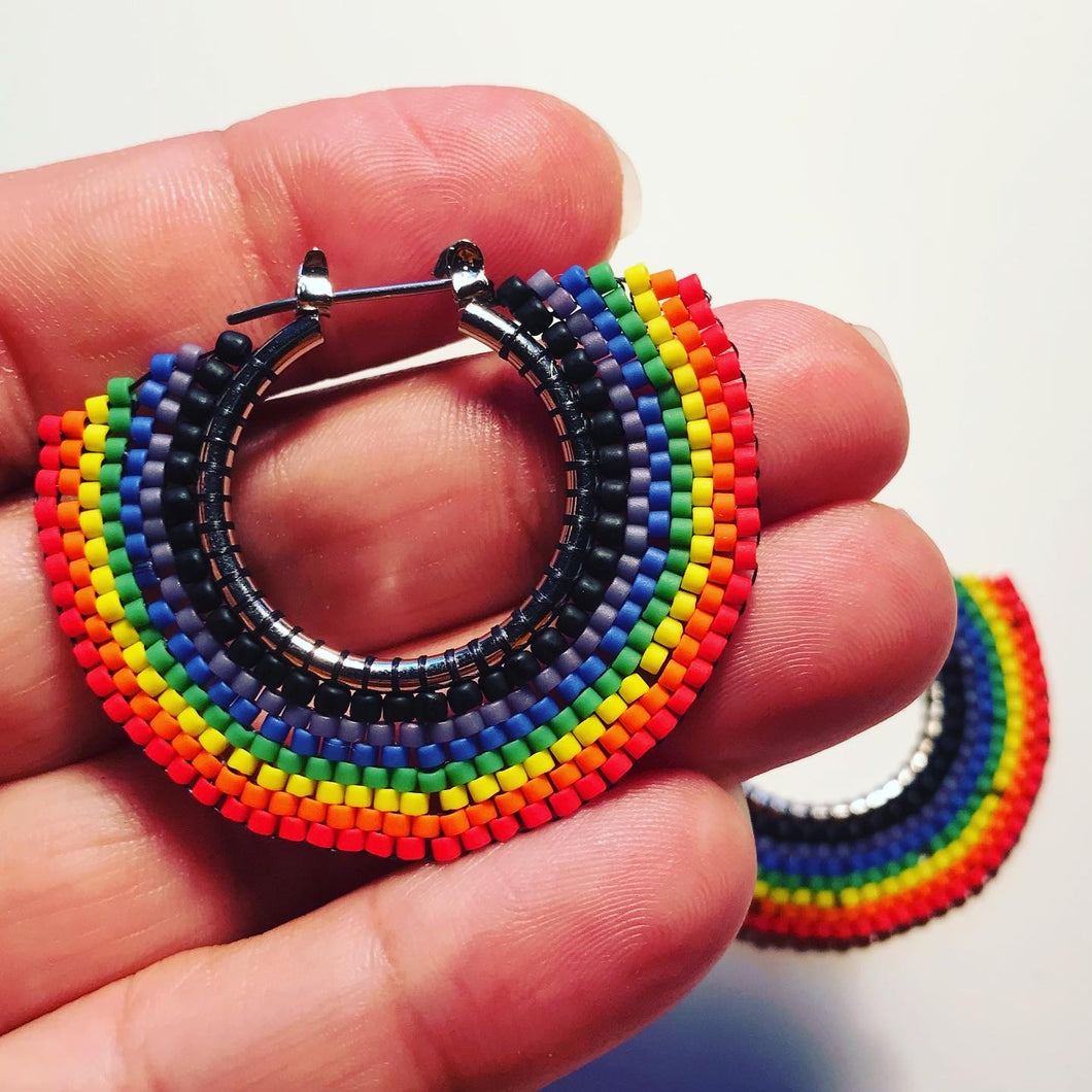 Small Rainbow Hoop Earrings