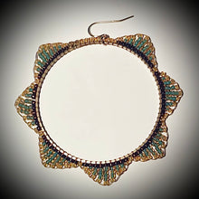Load image into Gallery viewer, Peacock Flower Hoop Earrings
